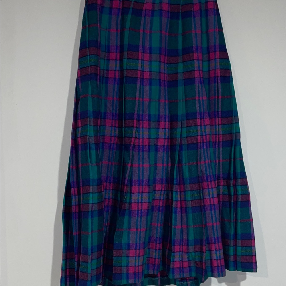 Pendleton Vintage Women's A-Line wool pleated Plaid Skirt in Green/Purple Sz 8 - Picture 5 of 8